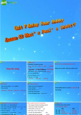 八年级英语上册 Unit 7 Enioy Your Hobby Lesson 53课件 冀教版 课件