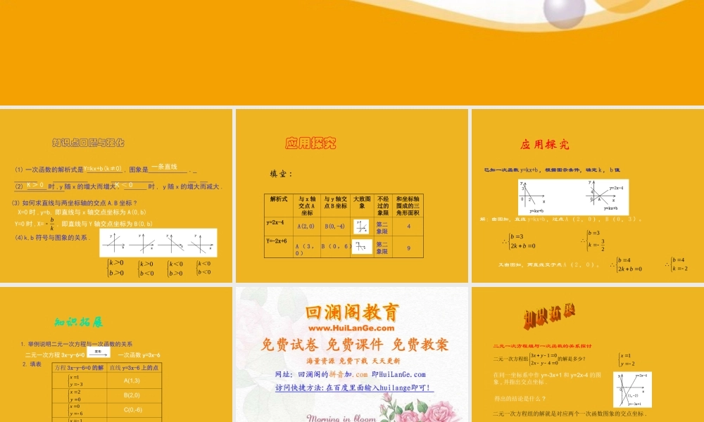 八年级数学上册 一次函数 复习课课件 北师大版 课件