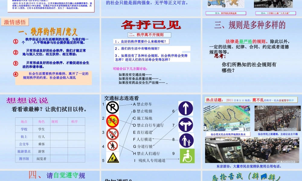 八年级政治上册 第9课第1站生活需要秩序1课件 北师大版 课件