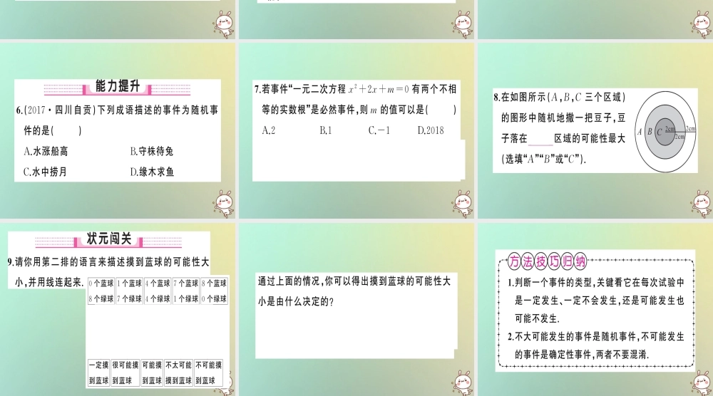 九年级数学上册 第二十五章 概率初步 251 随机事件与概率 2511 随机事件习题课件 (新版)新人教版 课件