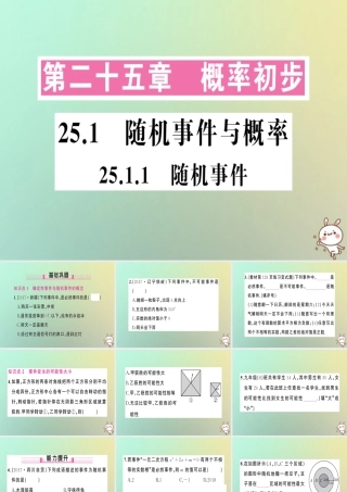 九年级数学上册 第二十五章 概率初步 251 随机事件与概率 2511 随机事件习题课件 (新版)新人教版 课件