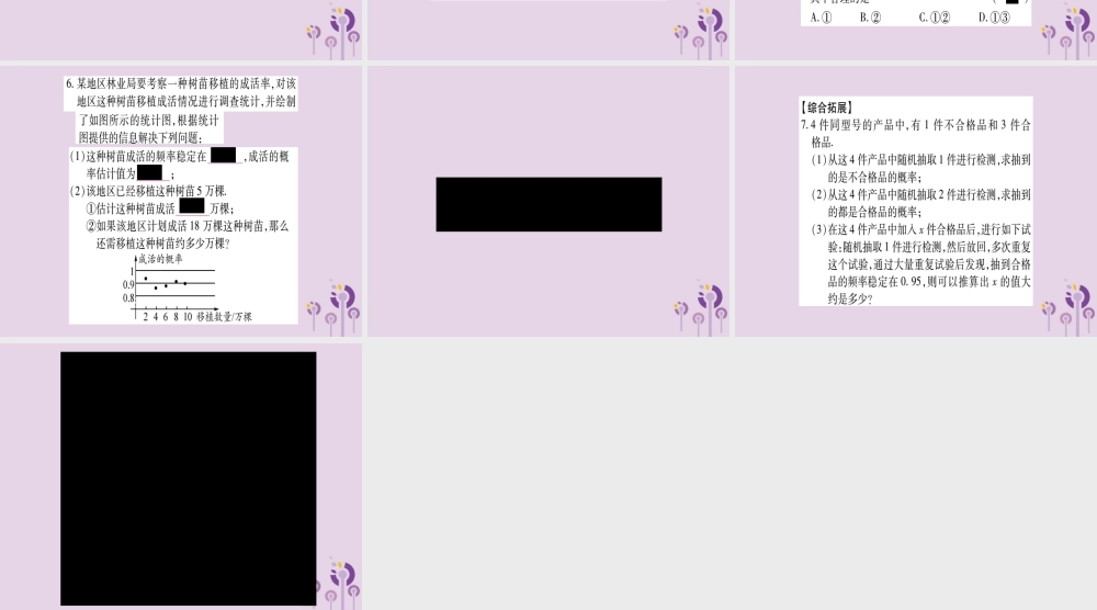 广西九年级数学下册 第4章 概率 4.3 用频率估计概率作业课件 (新版)湘教版 课件