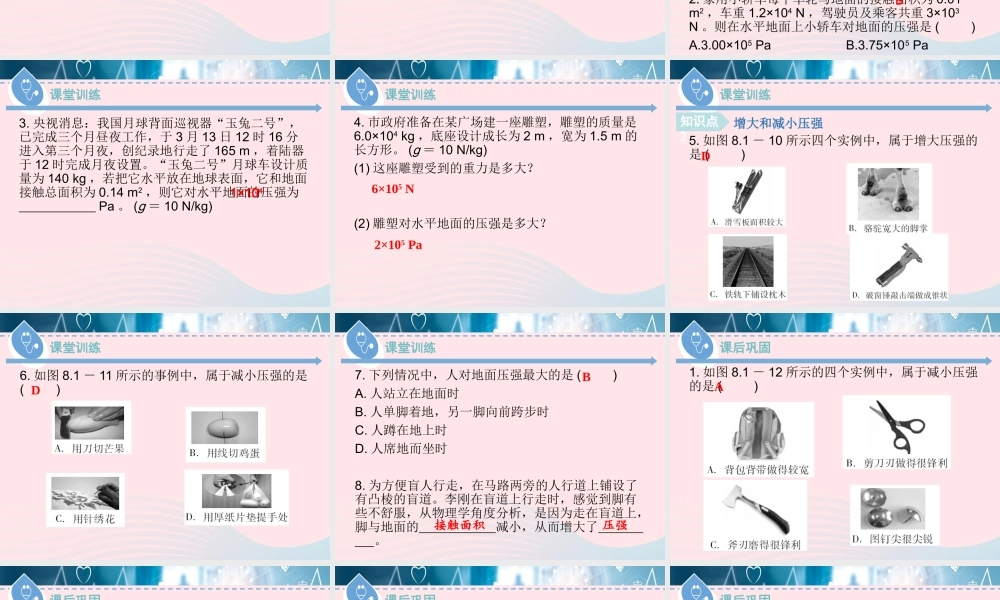 八年级物理下册 8.1 认识压强(第2课时)课件 (新版)粤教沪版 课件