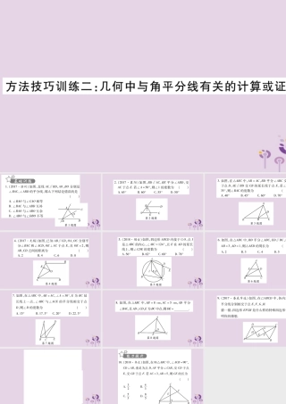中考数学复习 第一轮 考点系统复习 第4章 三角形 方法技巧训练2：几何中与角平分线有关的计算或证明习题课件