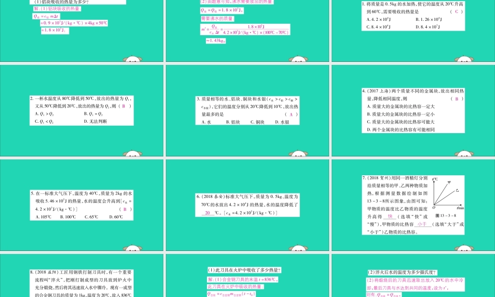 九年级物理全册 第十三章 内能 第3节 比热容 第2课时 热量的计算课件 (新版)新人教版 课件
