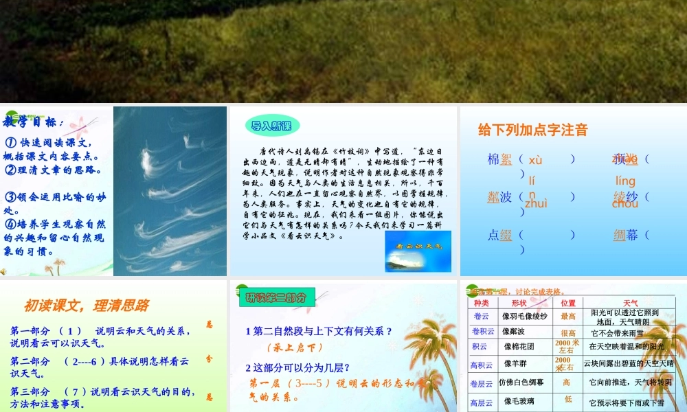 七年级语文上册 第四单元第17课(看云识天气)课件  人教新课标版 课件