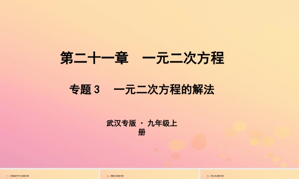 九年级数学上册 第二十一章 一元二次方程 专题3 一元二次方程的解法课件 (新版)新人教版 课件