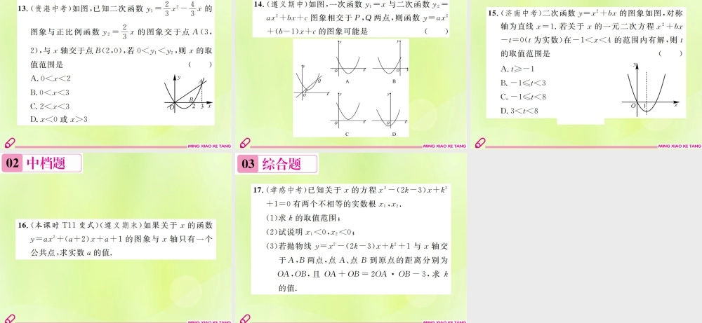 九年级数学上册 第二十二章 二次函数 222 二次函数与一元二次方程课件 (新版)新人教版 课件