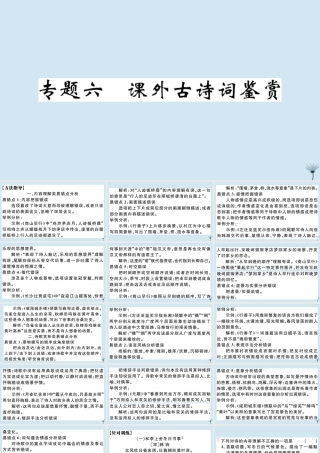 九年级语文上册 专题六 课外古诗词鉴赏作业课件 新人教版 课件