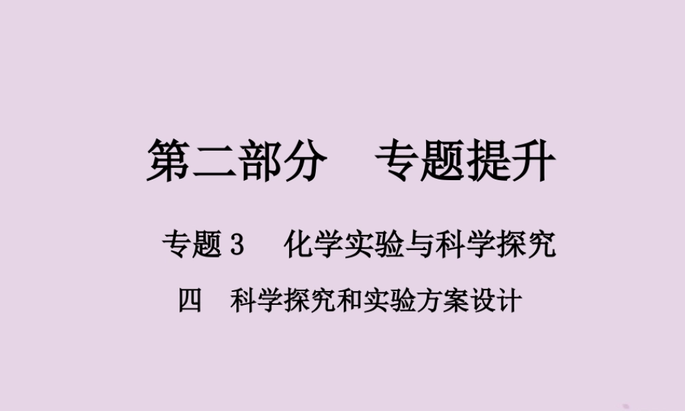 中考化学总复习 第二部分 专题提升 专题3 化学实验与科学探究 四 科学探究和实验方案设计课件