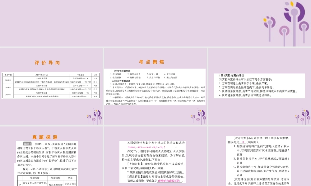 中考化学总复习 第二部分 专题提升 专题3 化学实验与科学探究 四 科学探究和实验方案设计课件