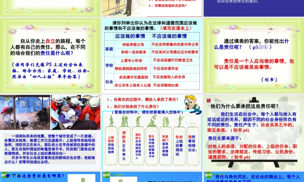 九年级政治 第一单元第1课(责任与角色同在-我对谁负责 谁对我负责)课件 人教新课标版 课件