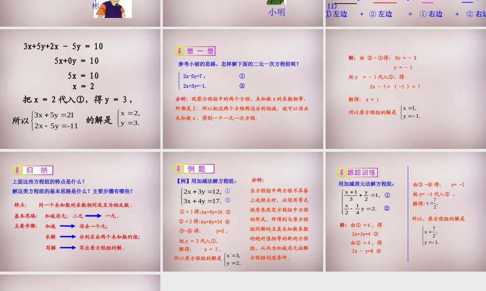 新疆乌鲁木齐市九聖教育培训中心七年级数学下册 8.2 消元—二元一次方程的解法课件4 新人教版 课件