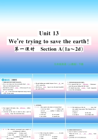 九年级英语全册 Unit 13 We re trying to save the earth(第1课时)习题课件 (新版)人教新目标版 课件