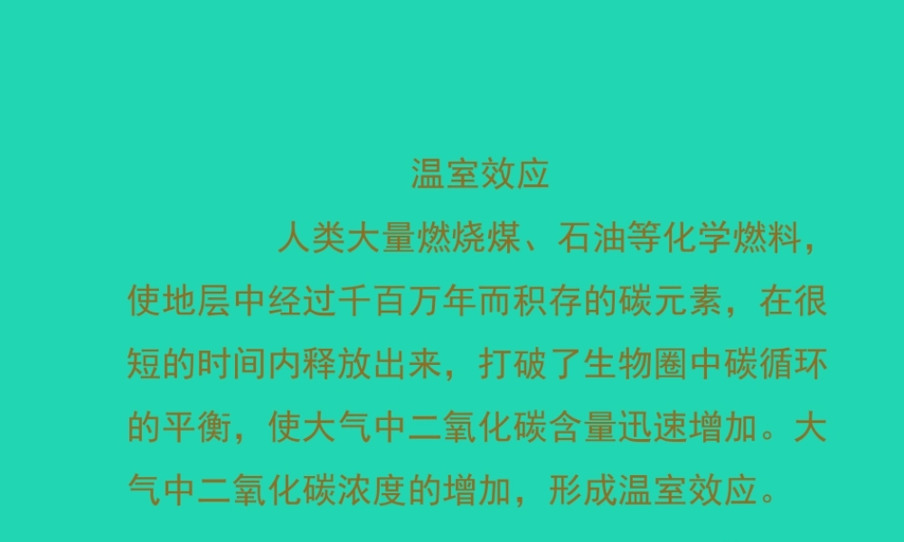 七年级生物下册 4.7.2(探究环境污染对生物的影响)温室效应组图欣赏素材 (新版)新人教版 素材