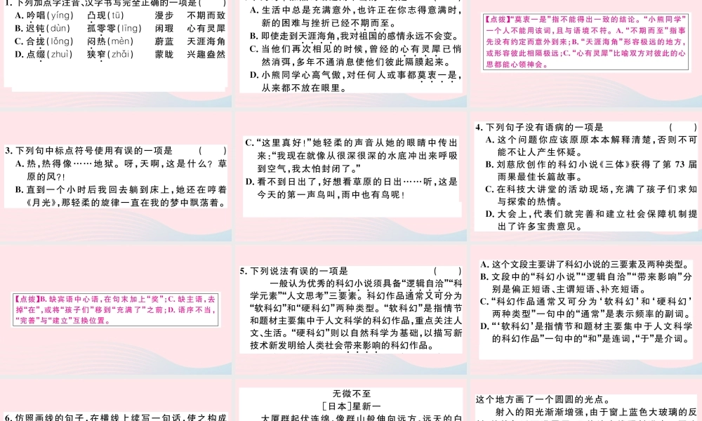 文下册 第六单元 23 带上她的眼睛习题课件 新人教版 课件