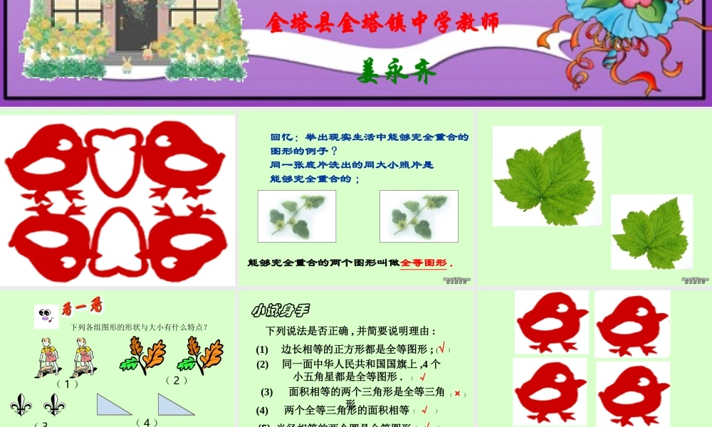 九年级数学图形的全等课件 华东师大版 课件