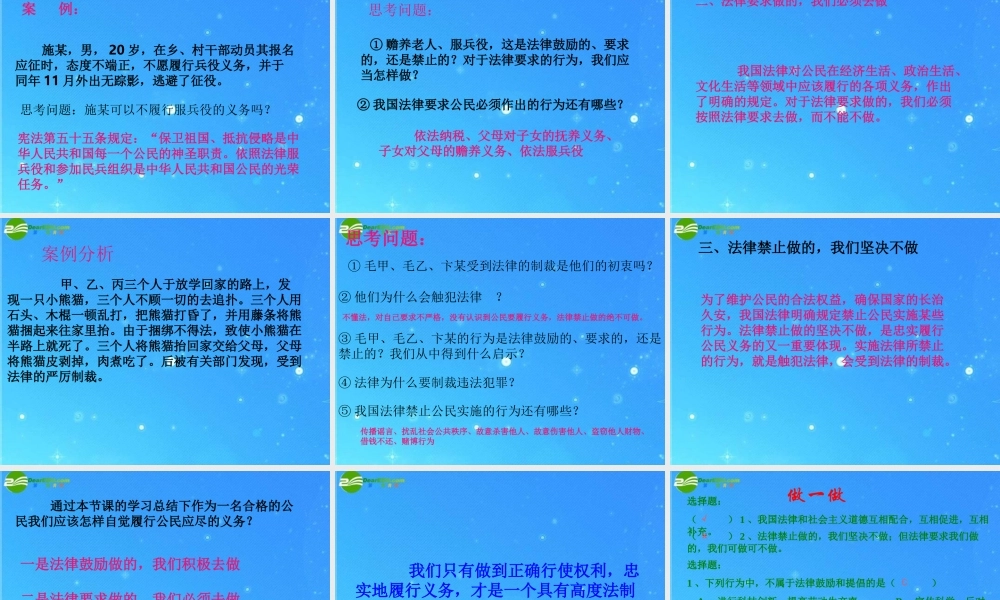 八年级政治下册 第二课(忠实履行义务)课件 人教新课标版 课件