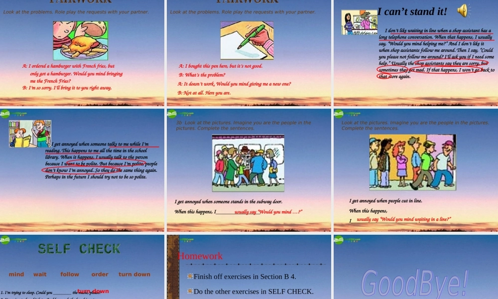 八年级英语下册 Unit 7Would you mind turning down the music Section B课件 人教新目标版 课件