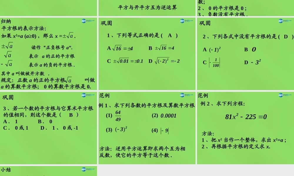 七年级数学下册(6.1 平方根)课件4 (新版)新人教版 课件