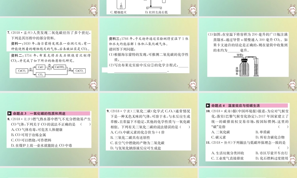中考化学复习 主题一 身边的化学物质 第2讲 碳和碳的氧化物课件