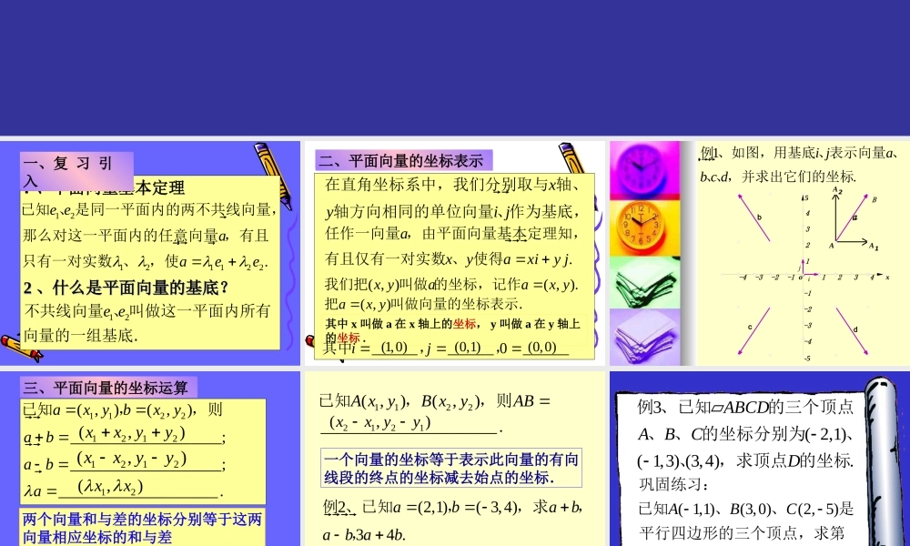 平面向量的坐标运算 人教版1 课件