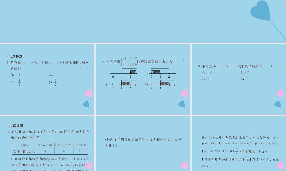 中考数学复习 专题 方程(组)与不等式(组)巩固练习课件