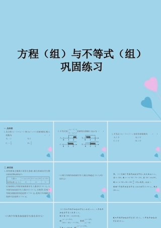 中考数学复习 专题 方程(组)与不等式(组)巩固练习课件