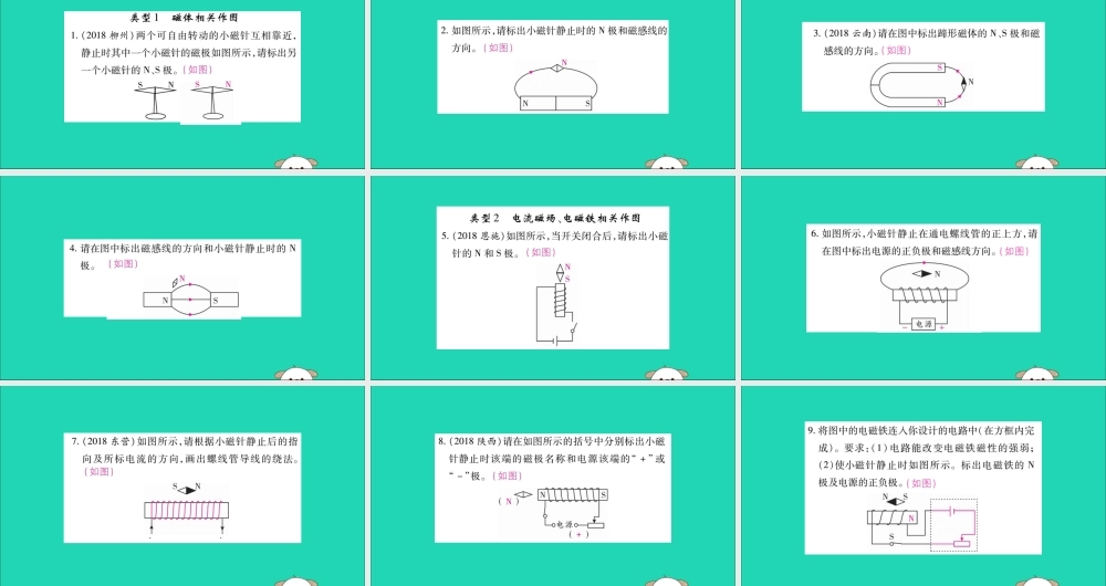 九年级物理全册 第二十章 电与磁 专题训练十三 电与磁相关作图课件 (新版)新人教版 课件