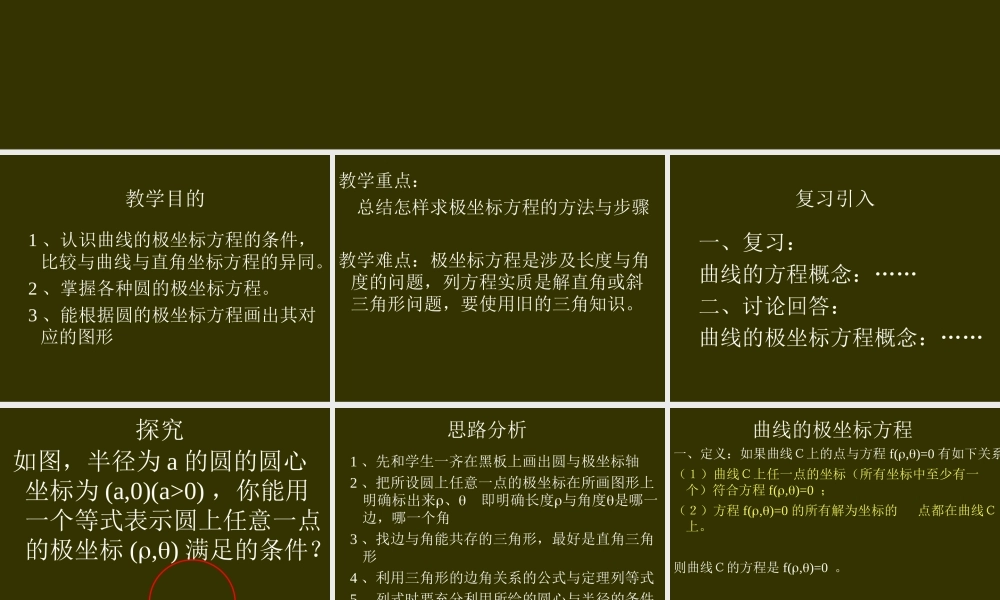 数学人教选修4-4(A)圆的极坐标方程 ppt 课件