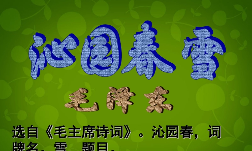 九年级语文上册 1 沁园春 雪课件1 新人教版 课件
