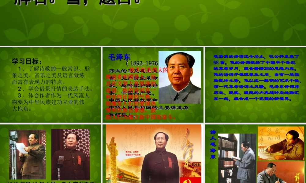 九年级语文上册 1 沁园春 雪课件1 新人教版 课件