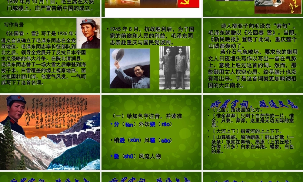 九年级语文上册 1 沁园春 雪课件1 新人教版 课件