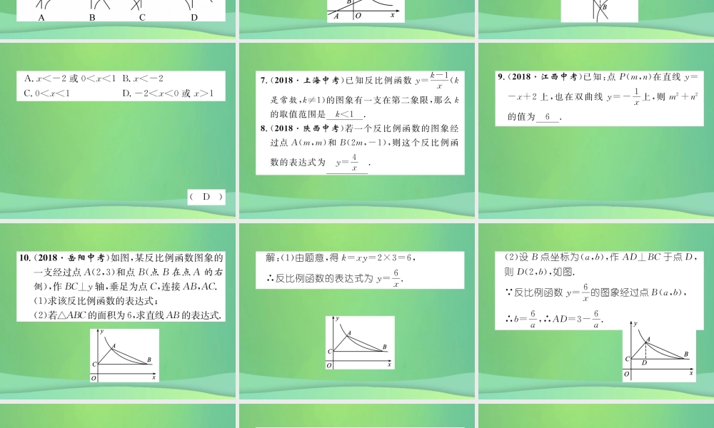 中考数学复习 第3章 函数及其图象 第11课时 反比例函数(精练)课件