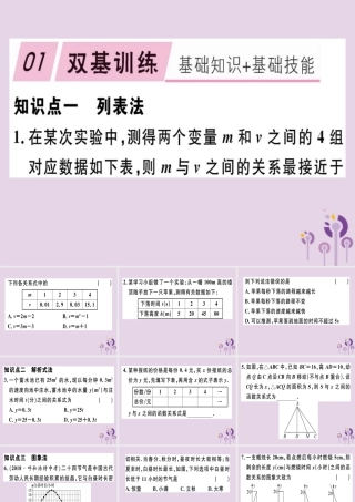 八年级数学下册 第十九章(一次函数)19.1 变量与函数 19.1.2.2 函数的表示法习题课件 (新版)新人教版 课件