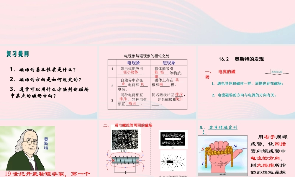 九年级物理下册 16.2 奥斯特的发现课件 (新版)粤教沪版 课件