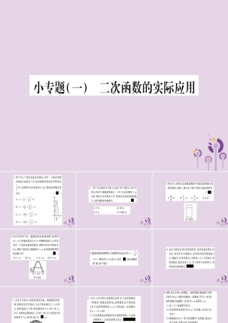 九年级数学下册 第1章 二次函数 小专题(1)二次函数的实际应用作业课件 (新版)湘教版 课件