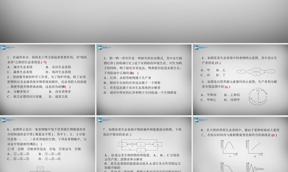 九年级科学下册 24-25周周清课件 浙教版 课件