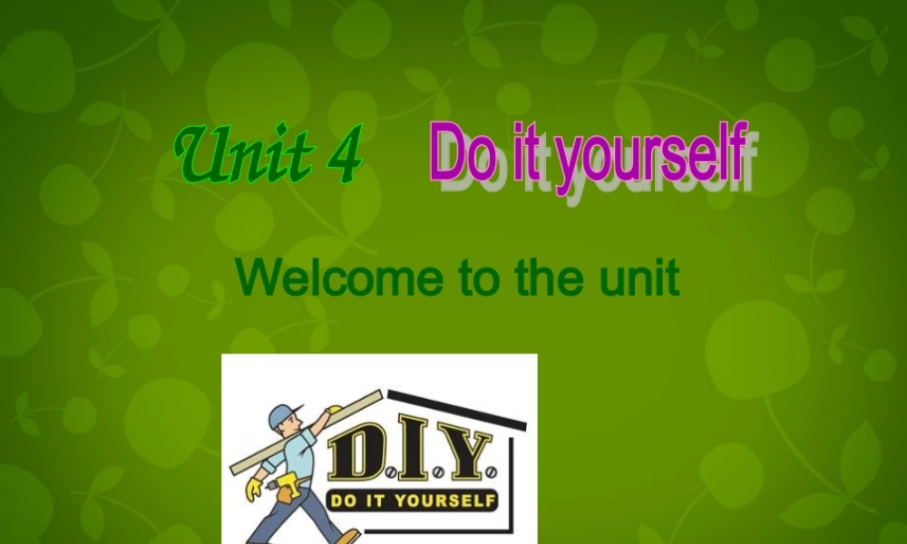 八年级英语上册 Unit 4 Do it yourself Welcome to the Unit课件 (新版)牛津版 课件