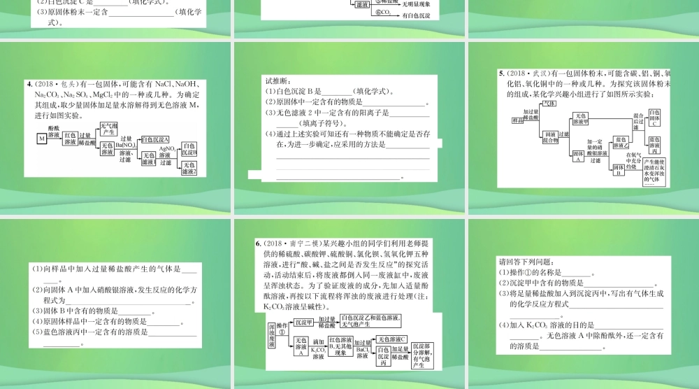 中考化学总复习 中考6大题型轻松搞定 题型复习(三)流程图之二 混合物成分的确定课件