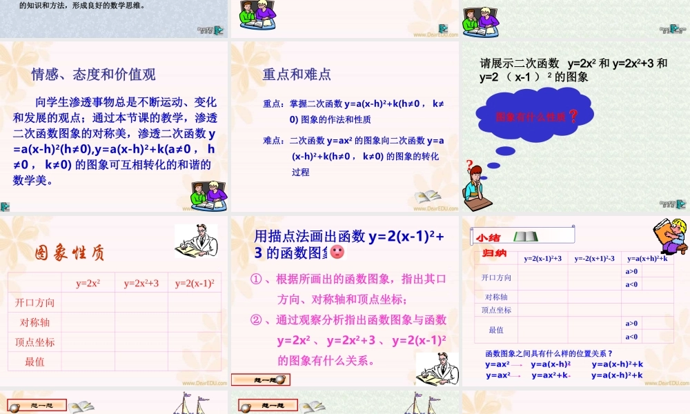 二次函数图象与性质 九年级数学二次函数的认识课件(含ppt,几何画板)华东师大版