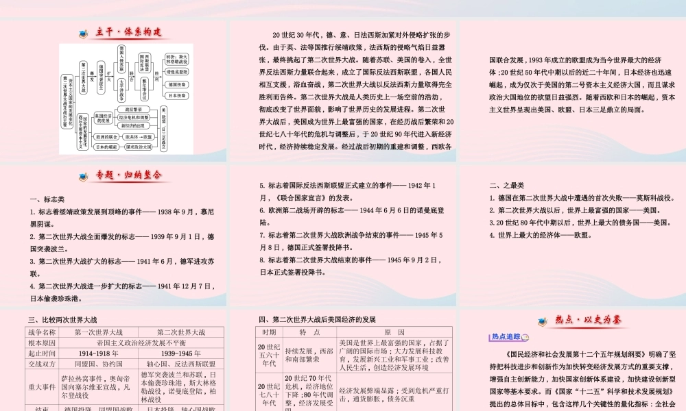 九年级历史下册 阶段专题复习 第三 四单元习题课件 新人教版 课件