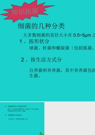 七年级生物上册 第一章 第二节 认识我们身边的其他生物 细菌分类知识拓展课件 (新版)北京版 课件