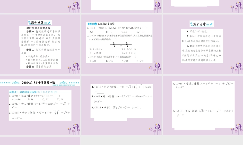 中考数学总复习 第一章 第一节 实数 第2课时 实数的运算与大小比较课件