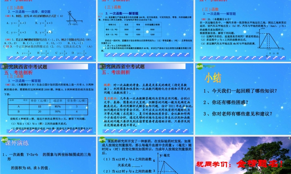 中考数学 一次函数复习 课件 人教新课标版 课件
