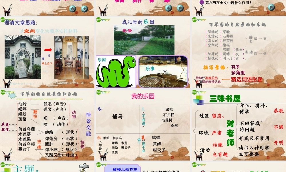 七年级语文下册(从百草园到三味书屋)课件 鄂教版 课件