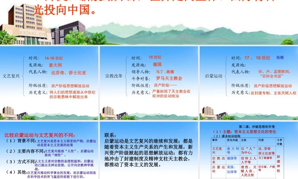 八年级历史与社会下册 第五单元(工业文明的来临)复习课件 人教新课标版 课件