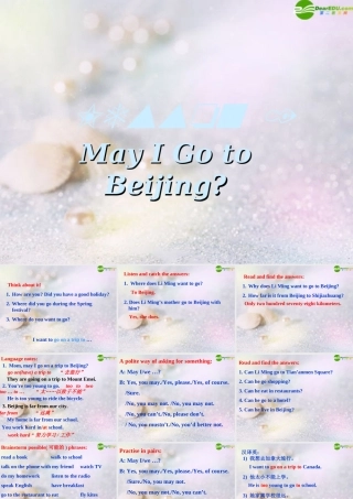 七年级英语下册 Lesson 1 May I Go to Beijing课件 冀教版 课件