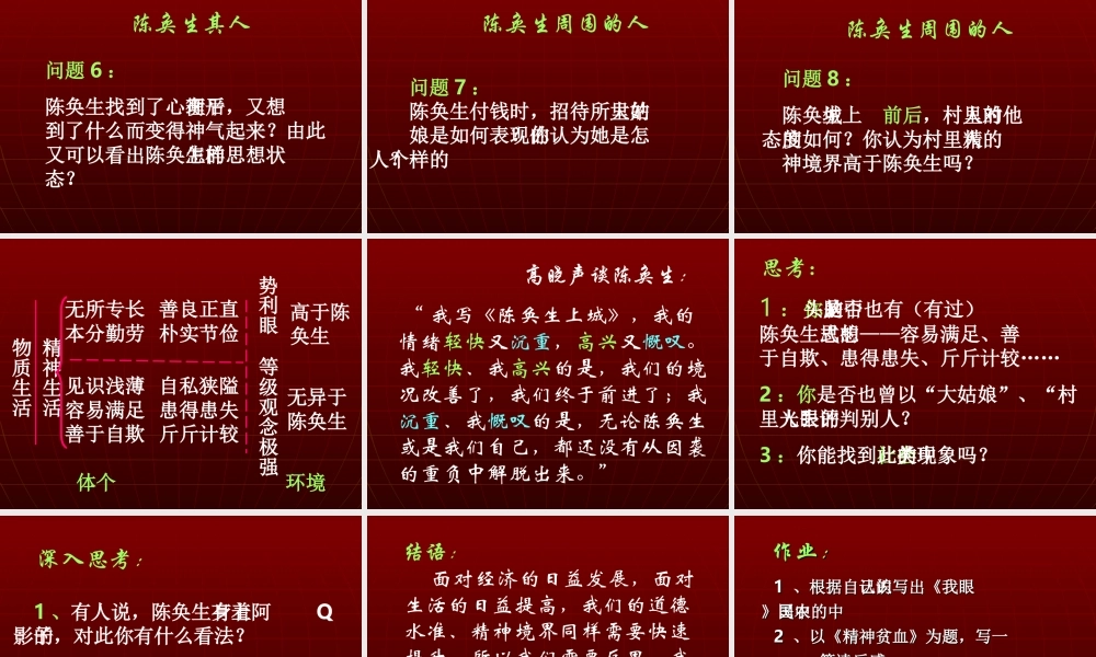 人教版高二语文陈奂生上城1 课件