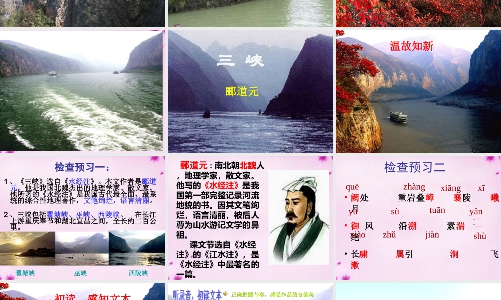 山东省莒县八年级语文上册 第六单元 26(三峡)说课大赛课件B 新人教版 课件